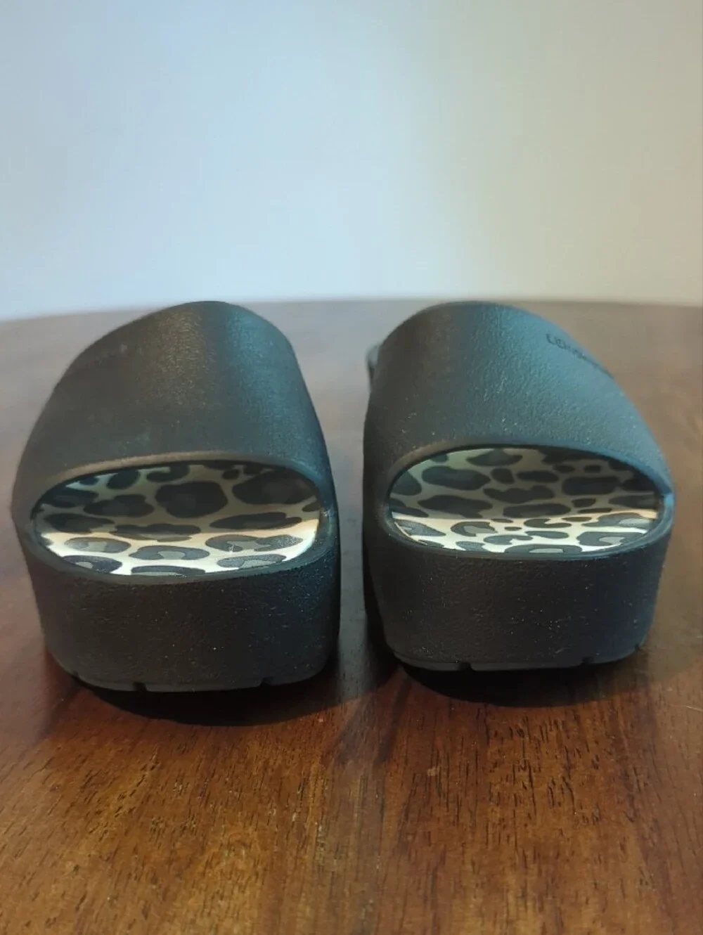Lemon Jelly Platform‎ Slides Sandals Waterproof Leopard Black size 7.5